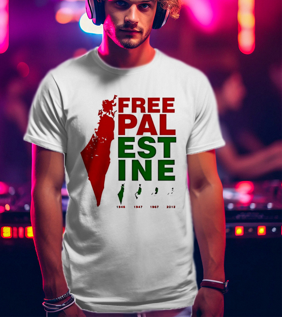 Free Palestine 1946 1947 1967 2012 Map T-Shirt
