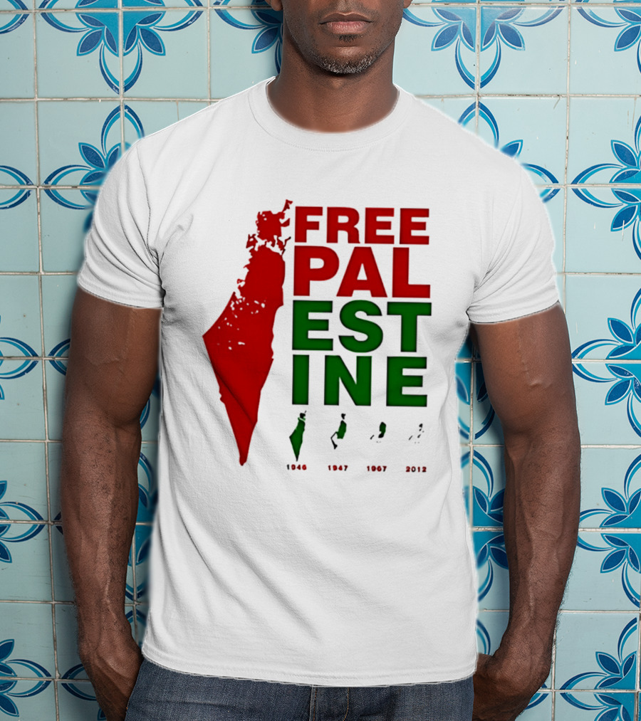 Free Palestine 1946 1947 1967 2012 Map T-Shirt