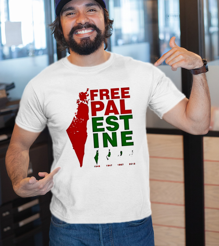 Free Palestine 1946 1947 1967 2012 Map T-Shirt
