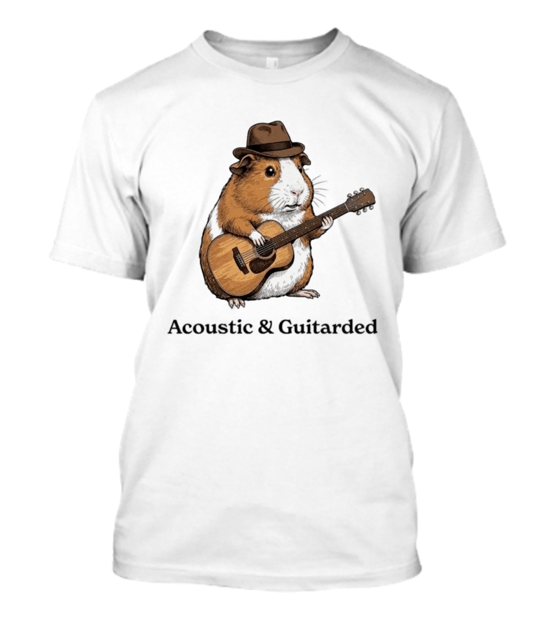Guinea Pig With Guitar And Hat Acoustic Guitarded T-Shirt