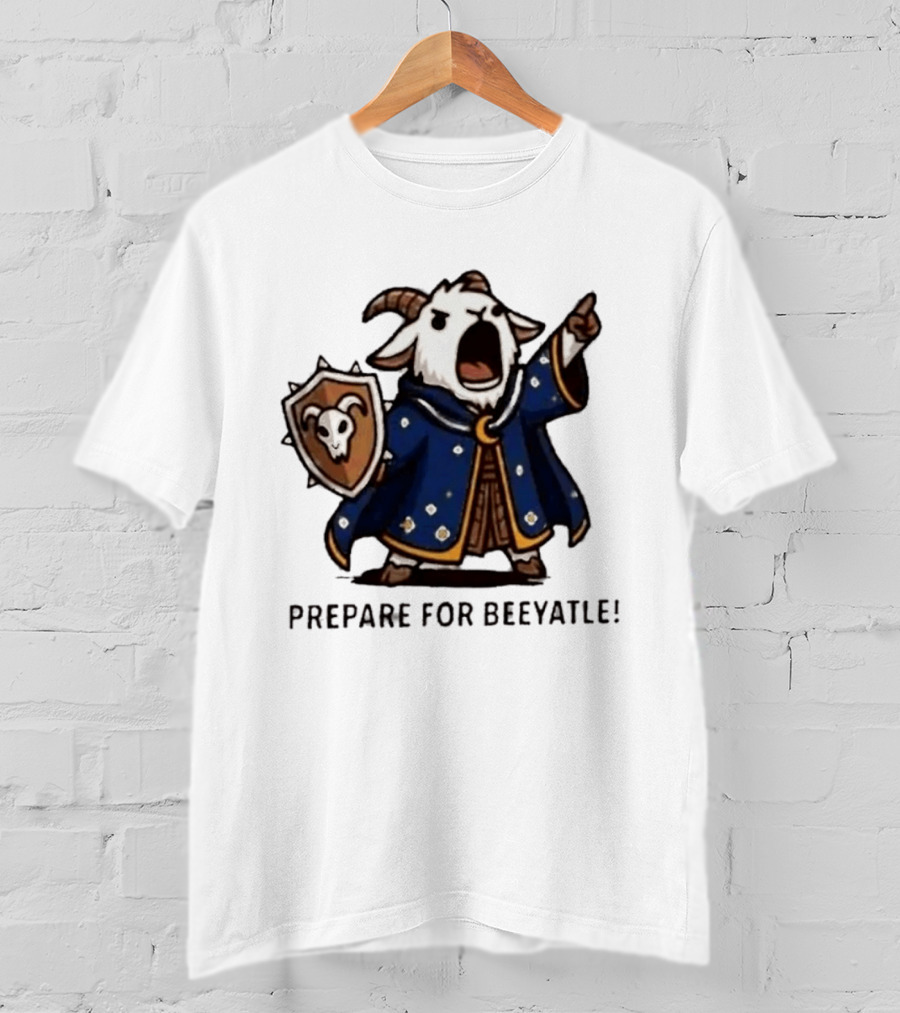 Wizard Goat Prepare For Beeyatle Fantasy Battle Mage Cloak Shield T-Shirt