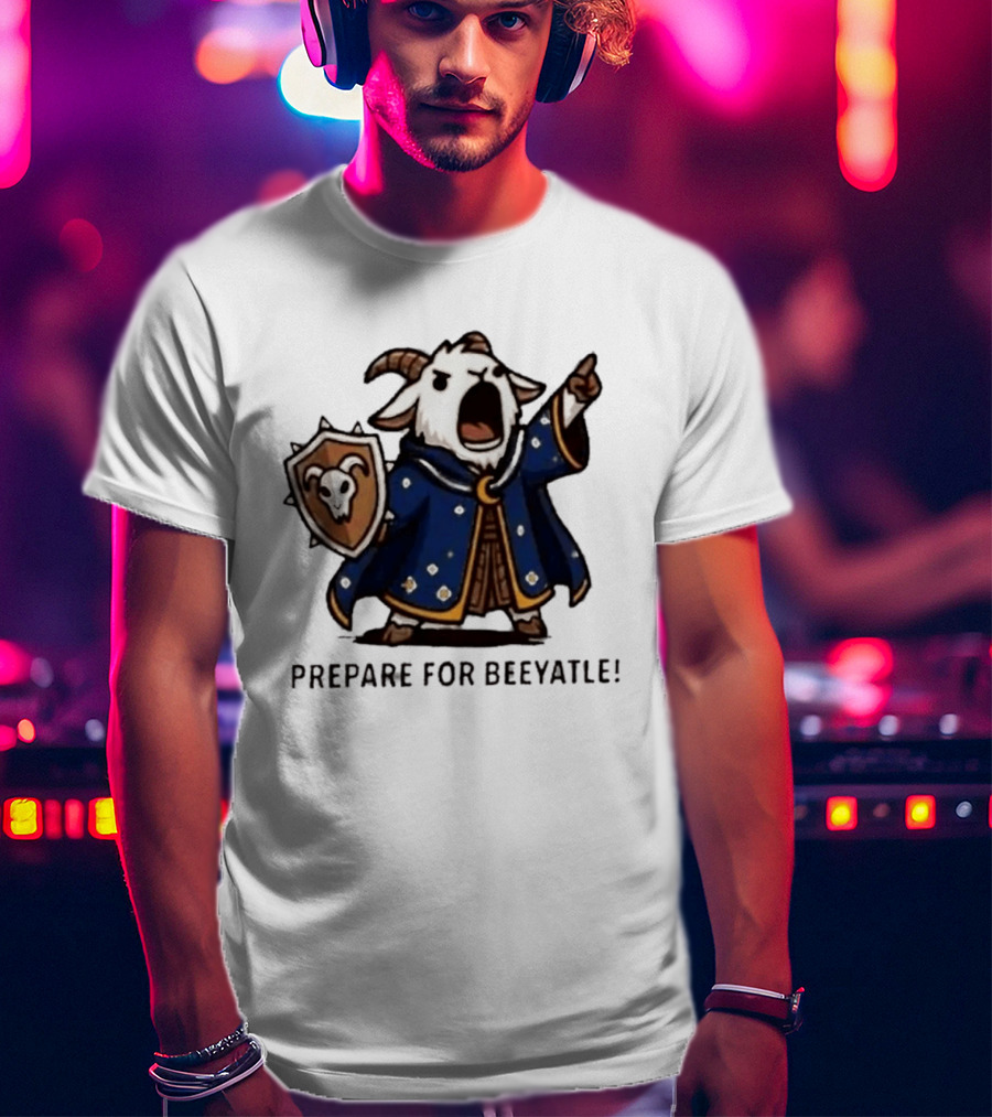 Wizard Goat Prepare For Beeyatle Fantasy Battle Mage Cloak Shield T-Shirt