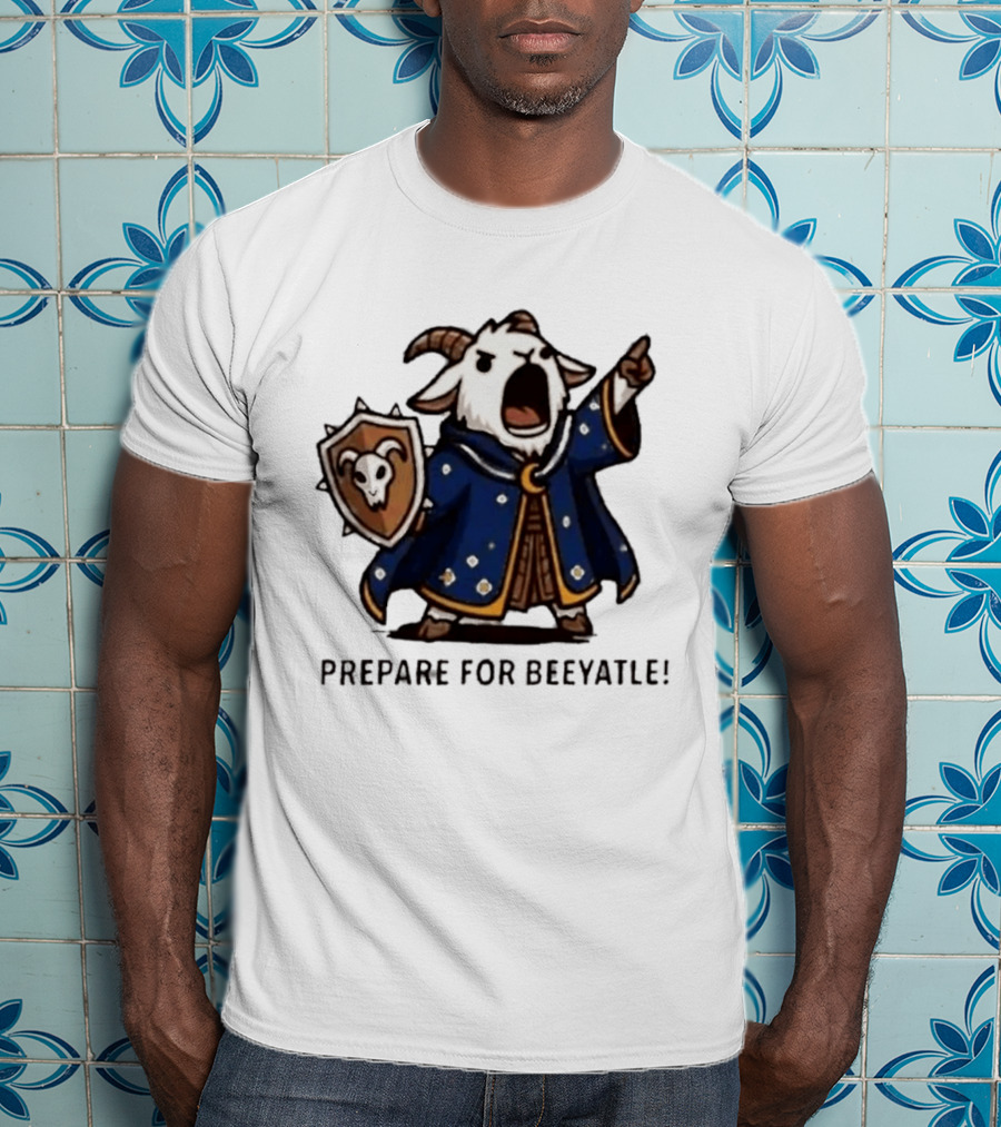 Wizard Goat Prepare For Beeyatle Fantasy Battle Mage Cloak Shield T-Shirt