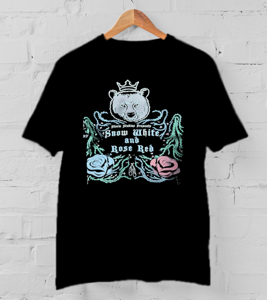 Storm Studios Presents Snow White And Rose Red Bear Crown Roses T-Shirt