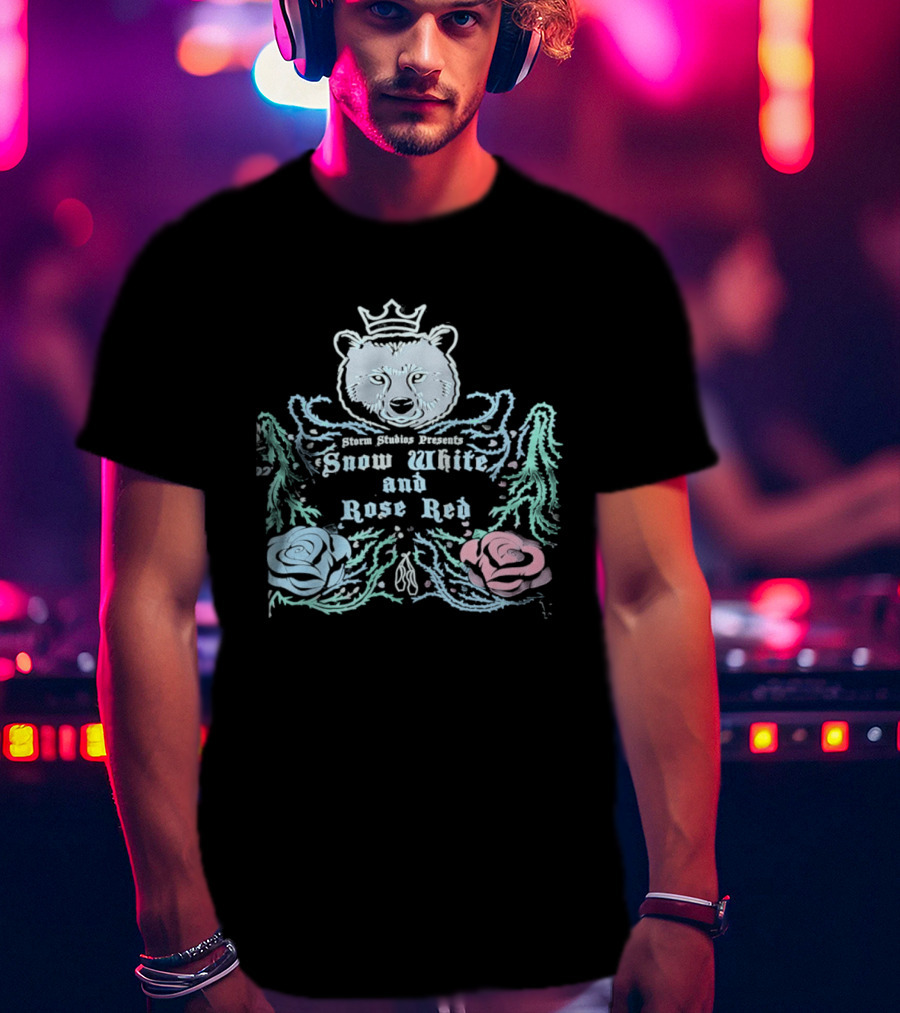 Storm Studios Presents Snow White And Rose Red Bear Crown Roses T-Shirt
