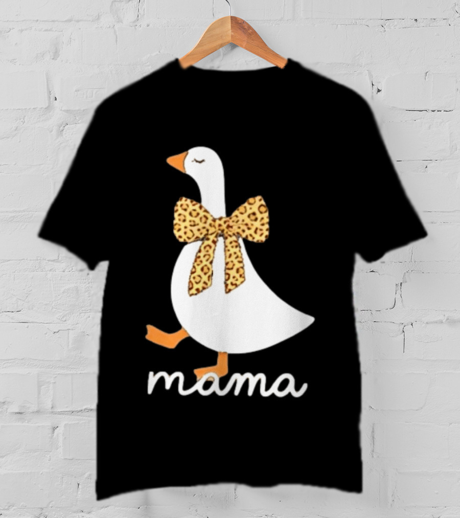 Leopard Bow Goose Mama Cute Animal Print T-Shirt
