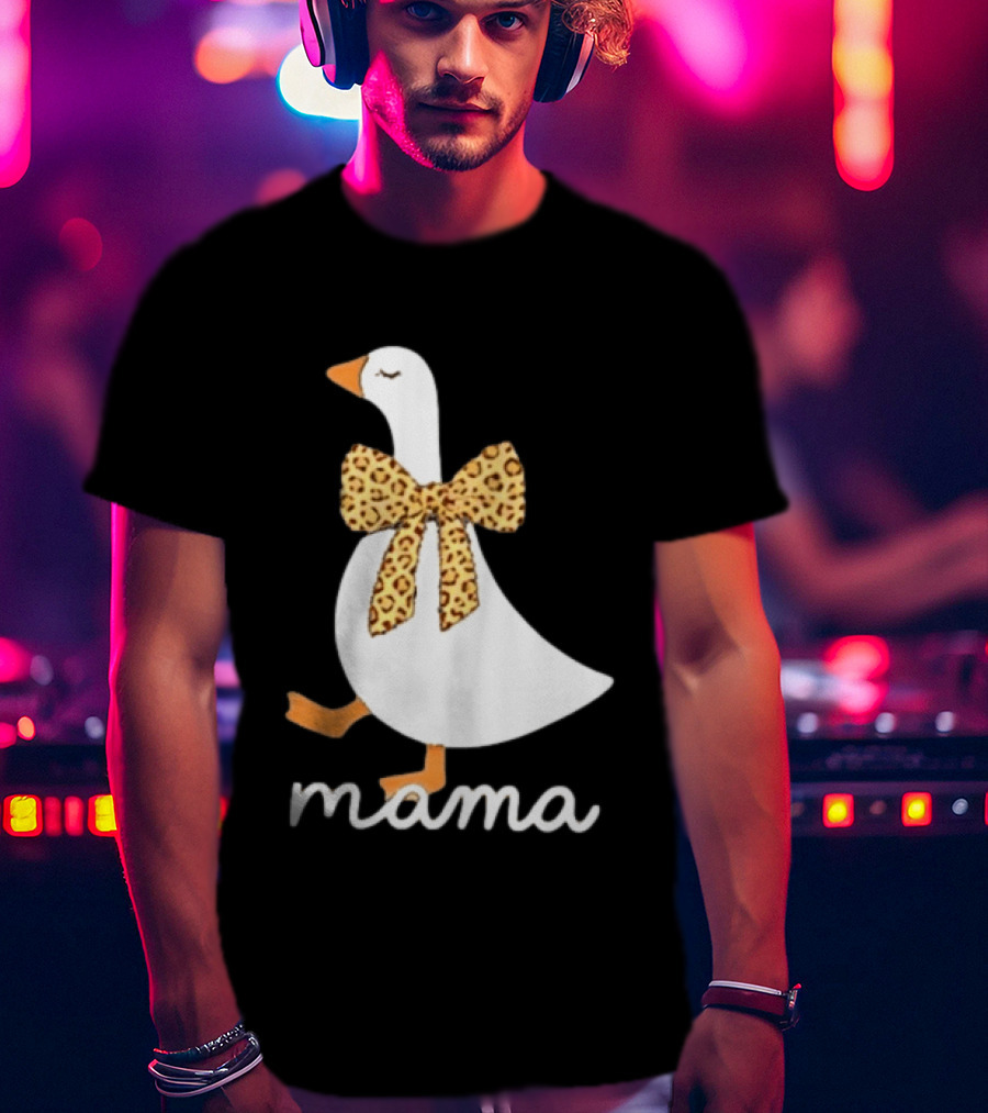 Leopard Bow Goose Mama Cute Animal Print T-Shirt