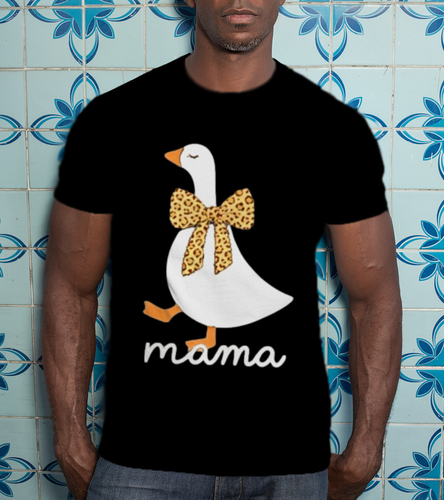 Leopard Bow Goose Mama Cute Animal Print T-Shirt