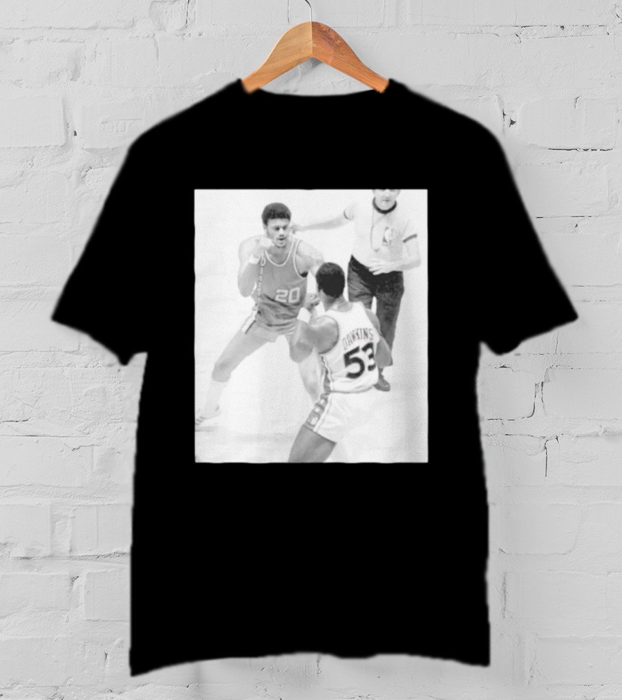 NBA Vintage Showdown Maurice Lucas Vs Darryl Dawkins Black White 20 53 T-Shirt