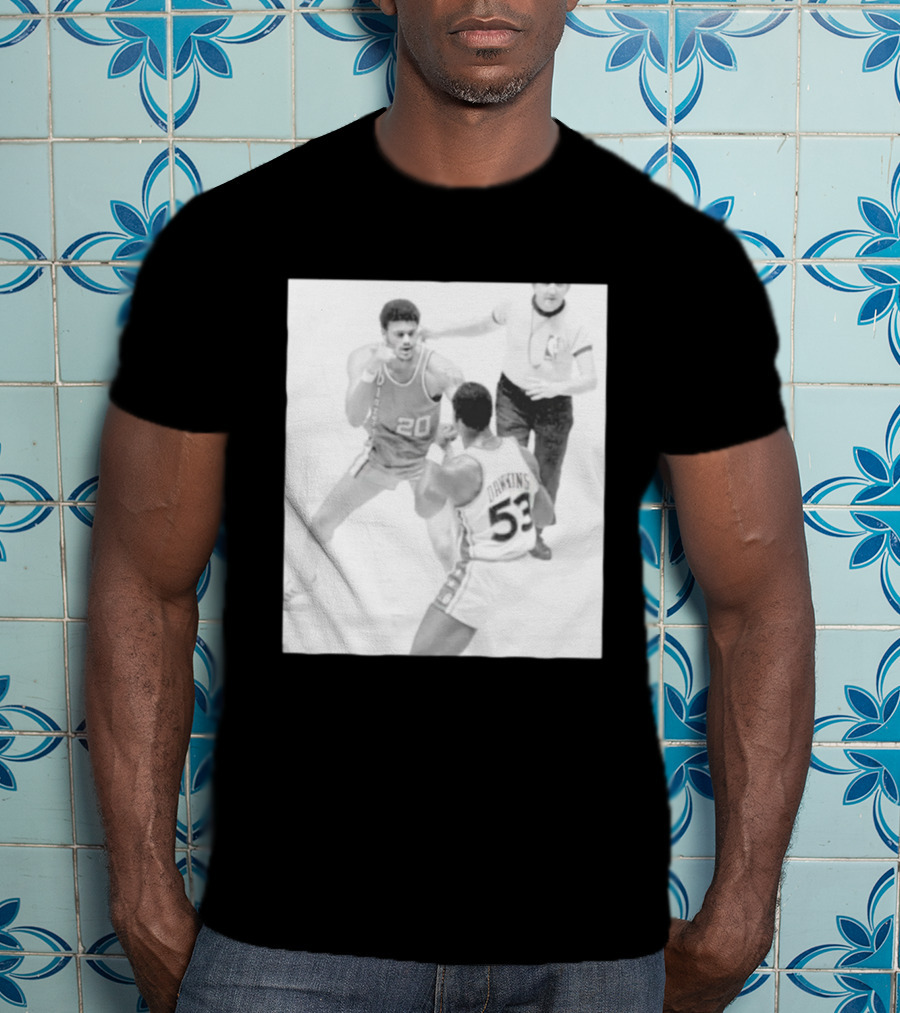 NBA Vintage Showdown Maurice Lucas Vs Darryl Dawkins Black White 20 53 T-Shirt