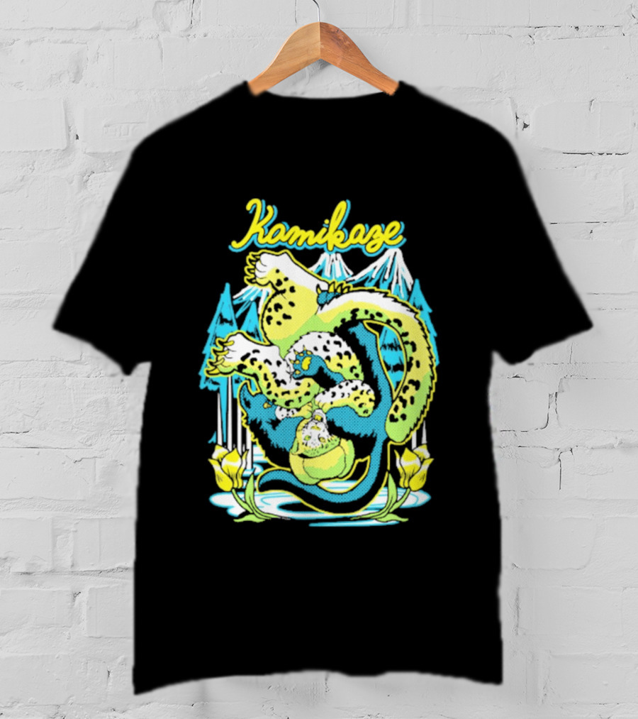 Kamikaze Dragon With Mountain And Lotus T-Shirt