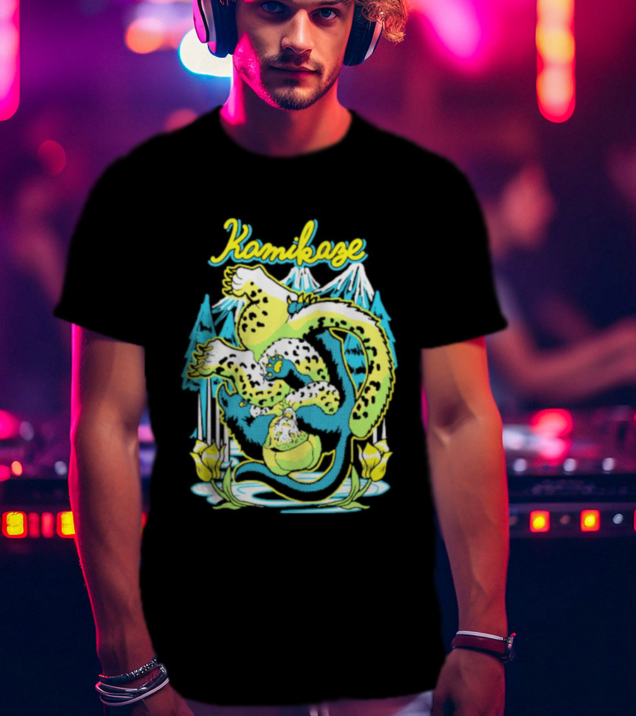 Kamikaze Dragon With Mountain And Lotus T-Shirt
