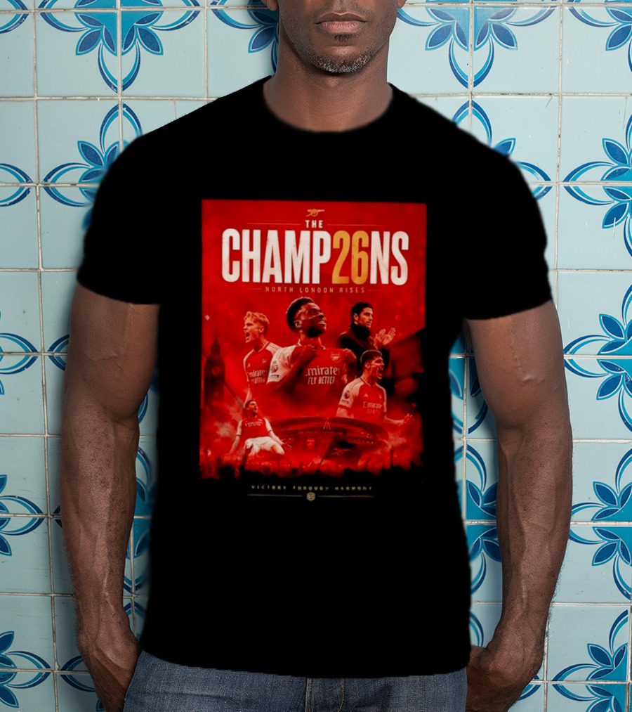 Arsenal FC The Champ26ns North London Rises Emirates Fly Better 2026 T-Shirt