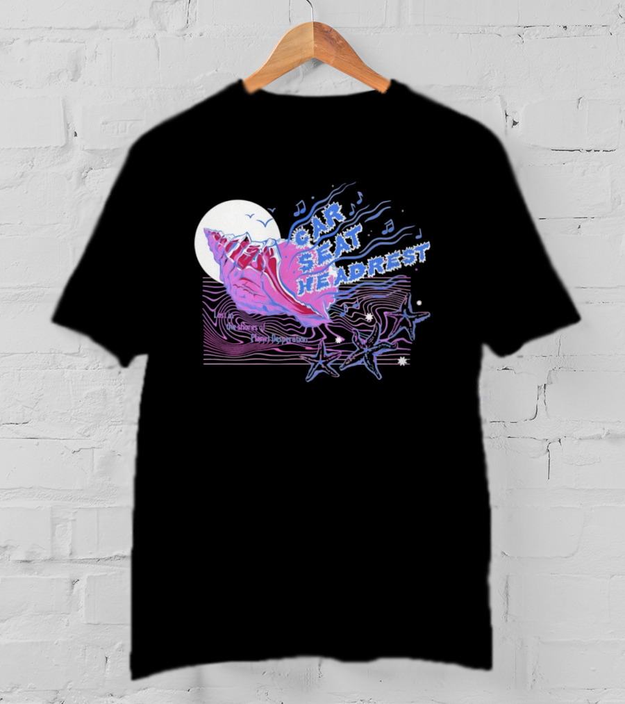 Seashell Car Seat Headrest Lost On The Shores Of Planet Desperation 2026 Moon And Stars Ocean Vibes T-Shirt