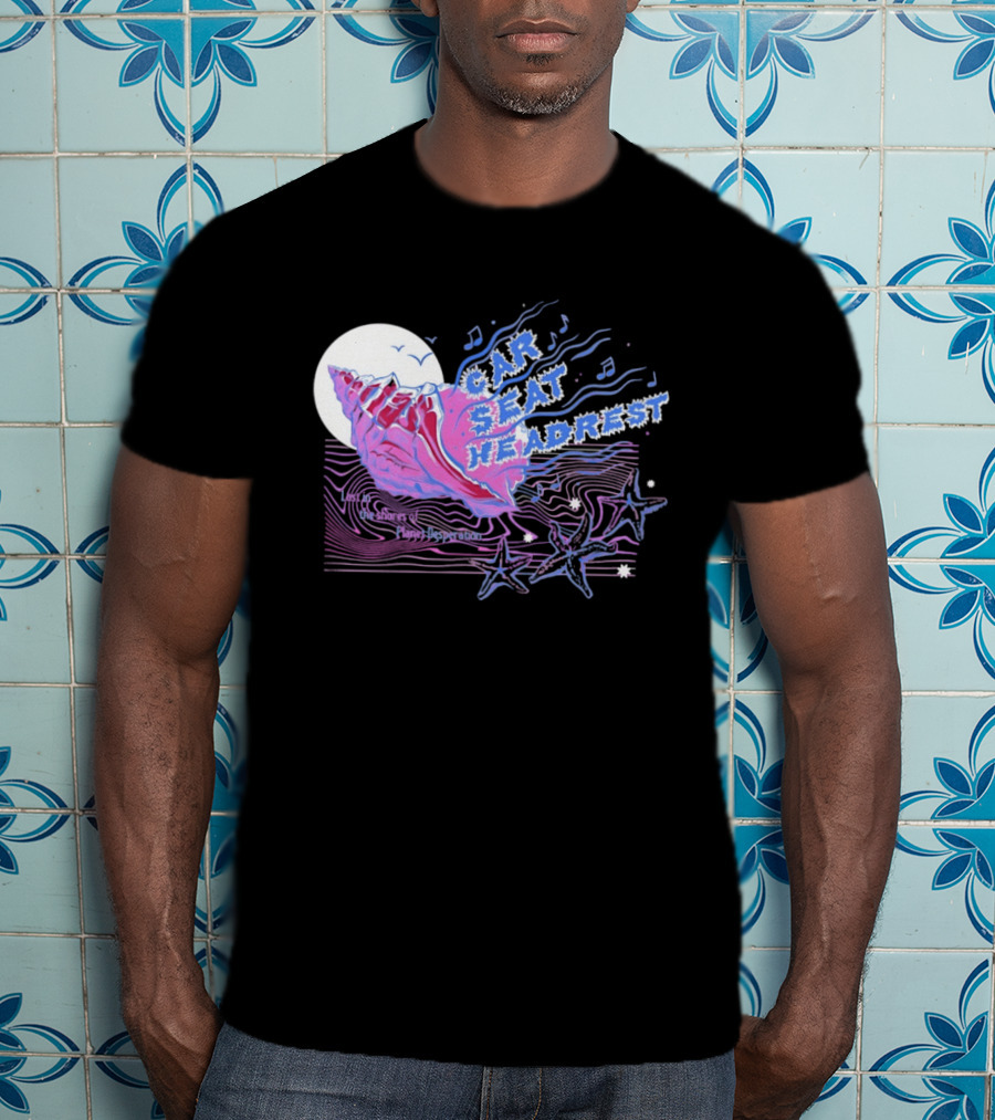 Seashell Car Seat Headrest Lost On The Shores Of Planet Desperation 2026 Moon And Stars Ocean Vibes T-Shirt