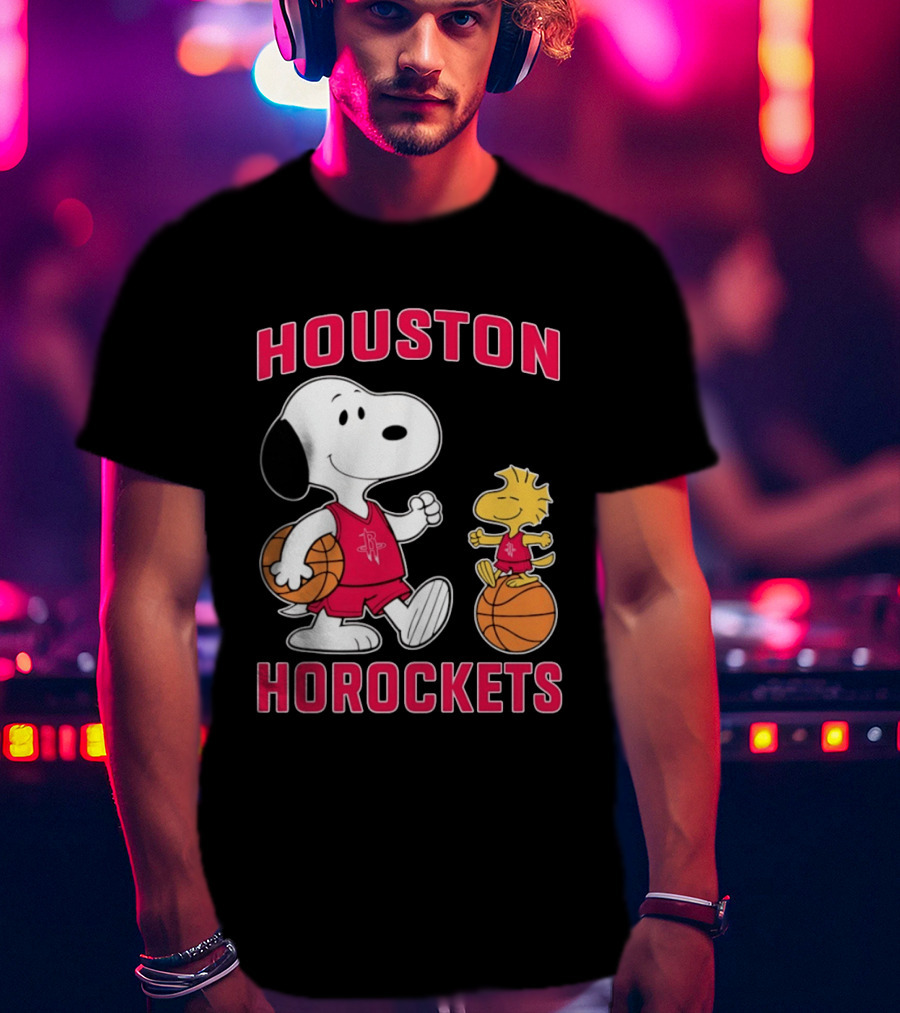 Snoopy Woodstock Houston Rockets Basketball Team T-Shirt