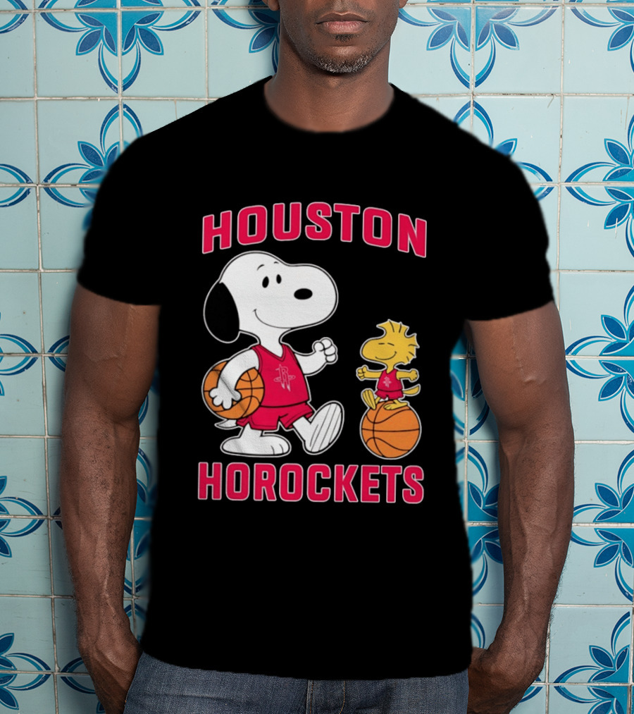 Snoopy Woodstock Houston Rockets Basketball Team T-Shirt