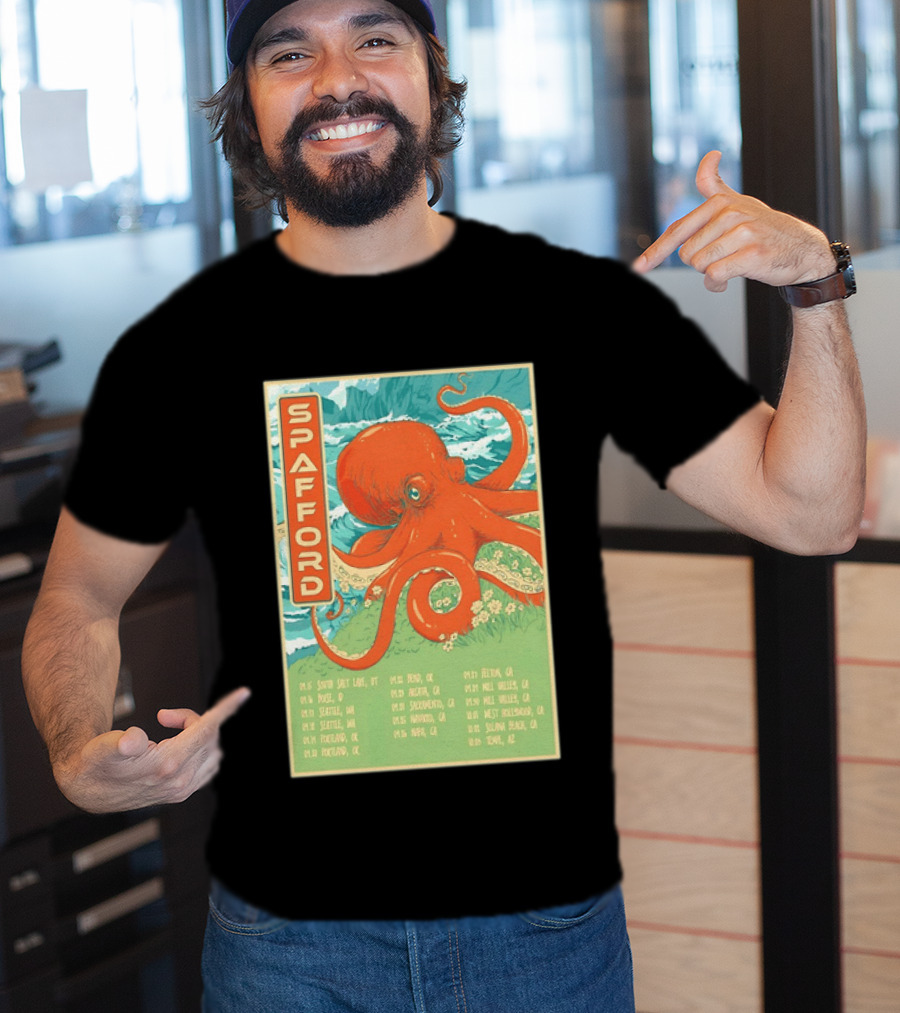 Spafford Fall Tour 2026 Octopus Illustration With Cities And Dates T-Shirt