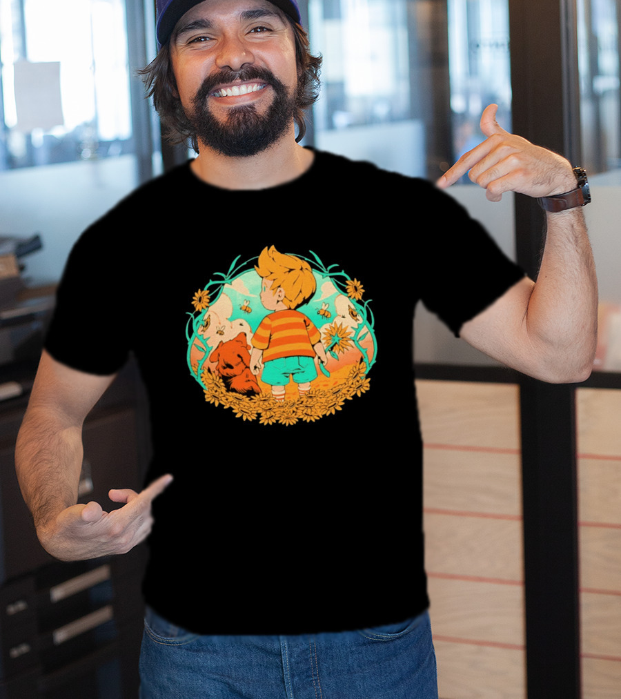 Sunflower Boy Lucas And Boney Mother 3 Adventure Sunflowers And Bees Scene T-Shirt