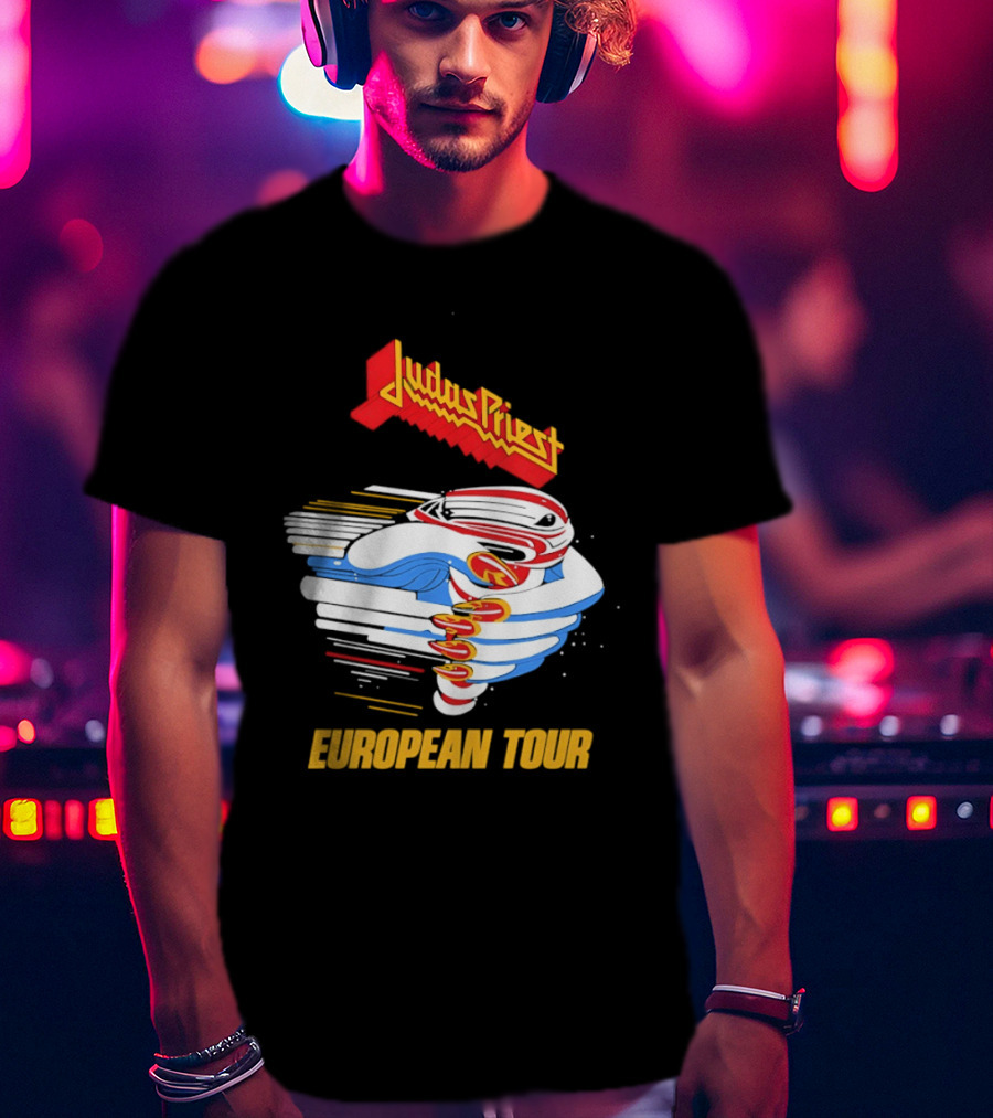 Judas Priest Turbo European Tour 1986 Vintage Album Cover T-Shirt