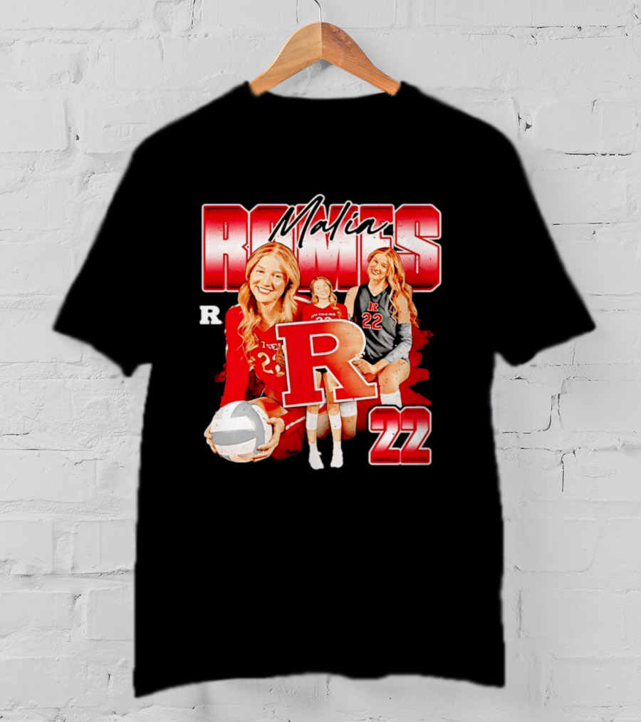 Malia Romes 22 NCAA Women's Volleyball Rutgers Team T-Shirt