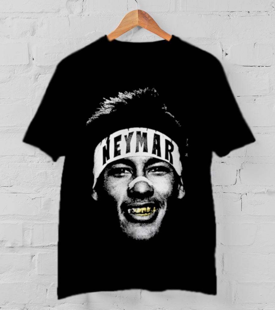 Neymar Headband Gold Grill Black And White T-Shirt