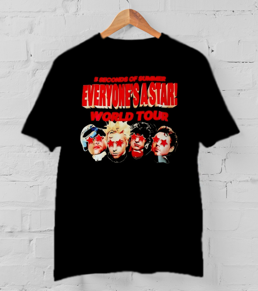 5 Seconds Of Summer Everyone's A Star World Tour Red Star Faces T-Shirt