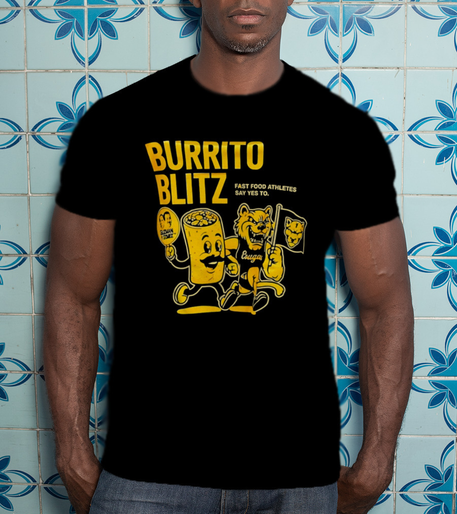 Burrito Blitz Fast Food Athletes Say Yes To Playful Mascot Race T-Shirt