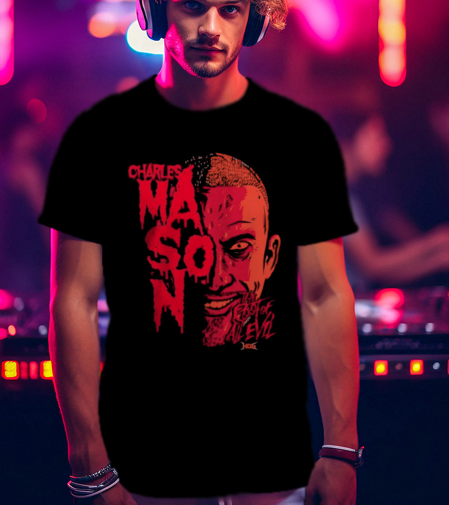 Charles Mason The Root Of All Evil Red Face T-Shirt