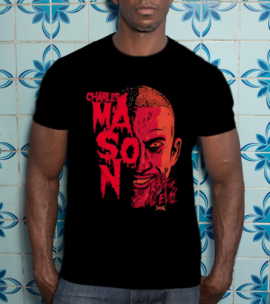 Charles Mason The Root Of All Evil Red Face T-Shirt