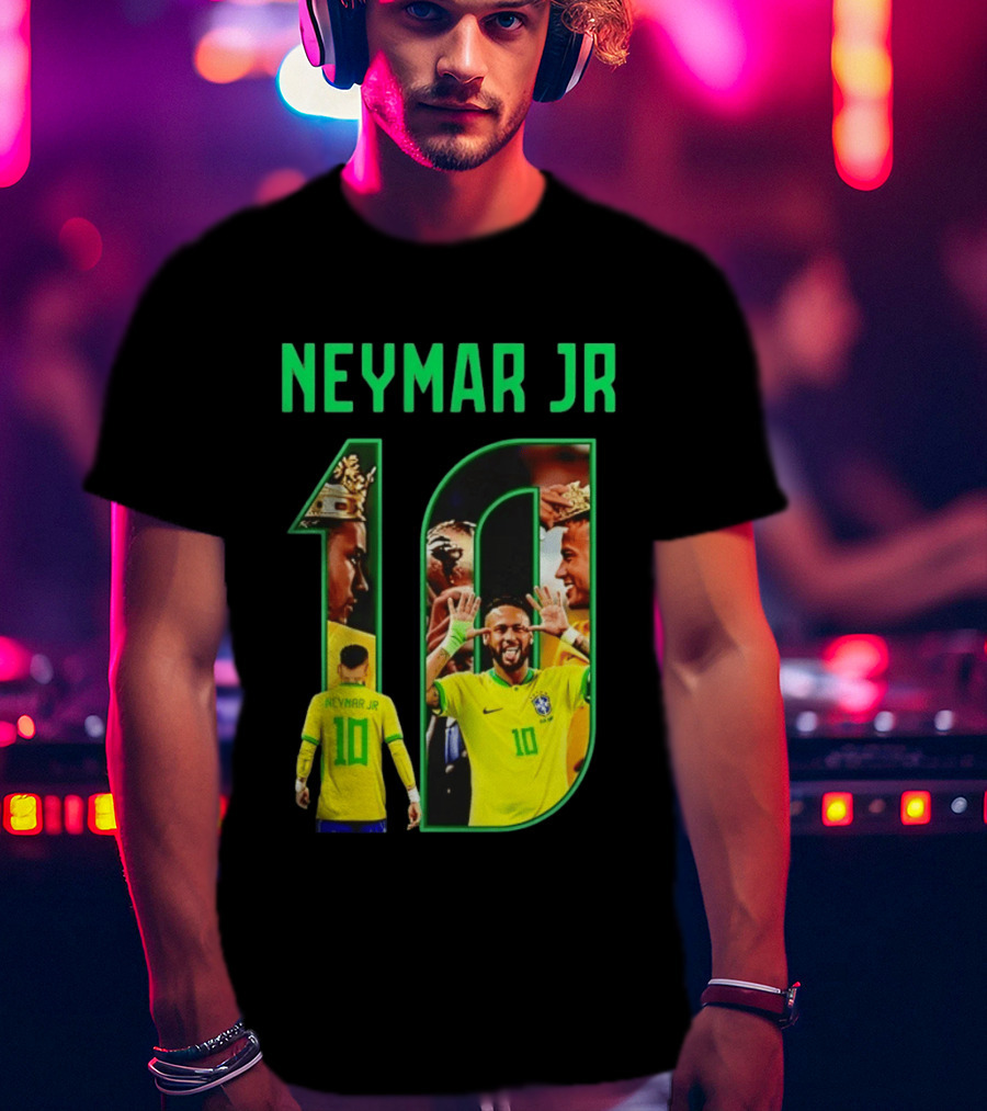 Neymar Jr 10 Brazil Soccer Iconic Celebration Images T-Shirt