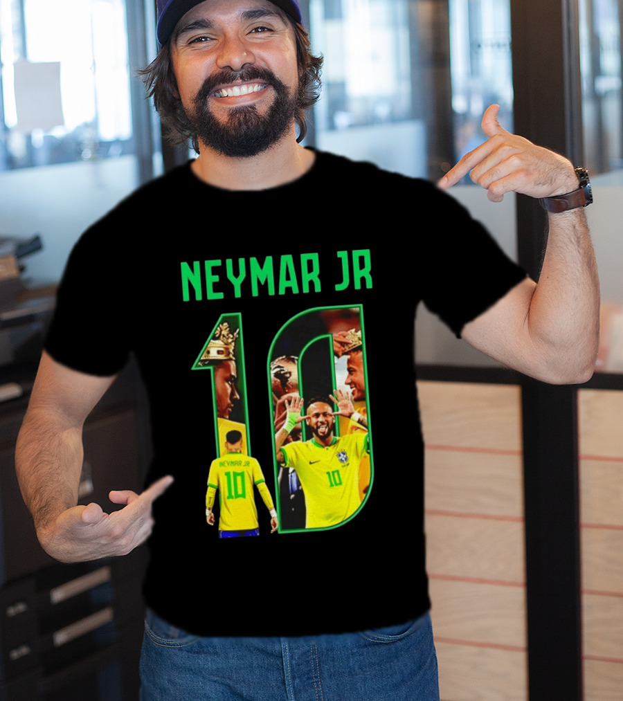 Neymar Jr 10 Brazil Soccer Iconic Celebration Images T-Shirt
