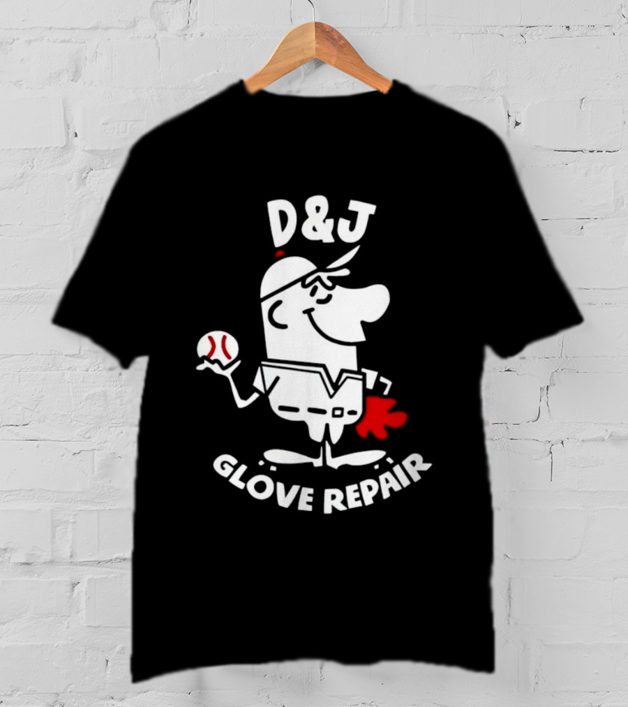 D And J Glove Repair Baseball Cartoon T-Shirt