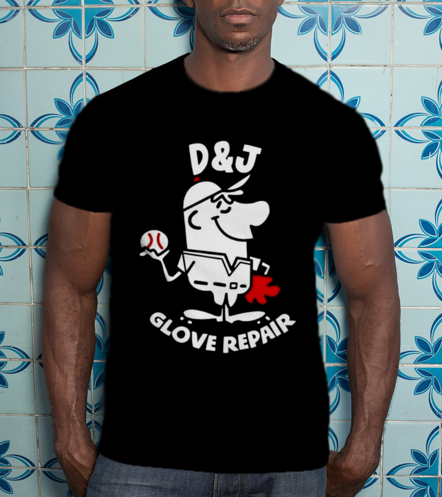 D And J Glove Repair Baseball Cartoon T-Shirt