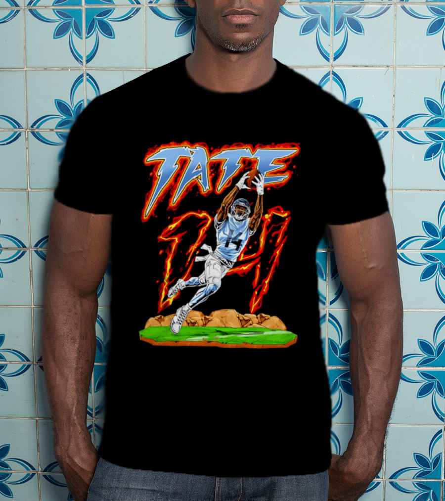 Tennessee Titans Carnell Tate Hand Drawn 17 Football T-Shirt