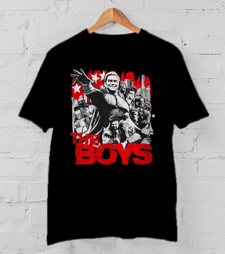 The Boys Homelander Ensemble Distressed Stars And Cityscape T-Shirt