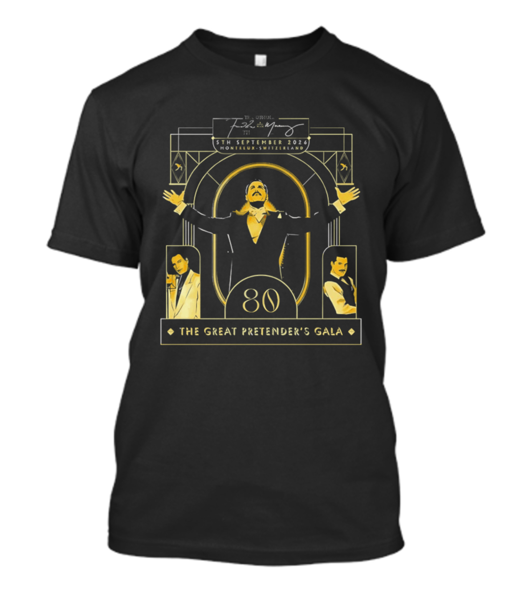 Freddie Mercury 80th Birthday Celebration The Great Pretender's Gala 5th September 2026 Casino Barriere Montreux Switzerland T-Shirt