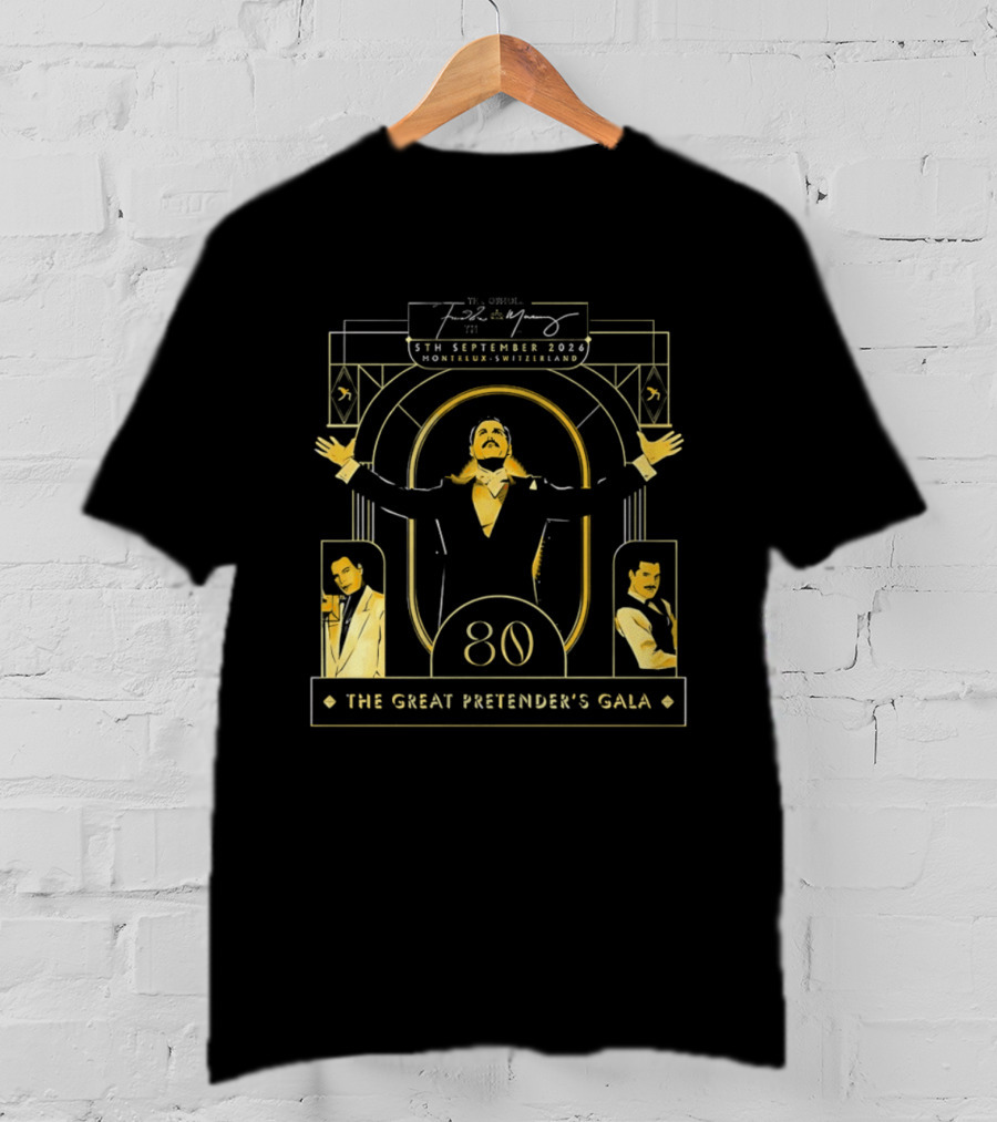 Freddie Mercury 80th Birthday Celebration The Great Pretender's Gala 5th September 2026 Casino Barriere Montreux Switzerland T-Shirt