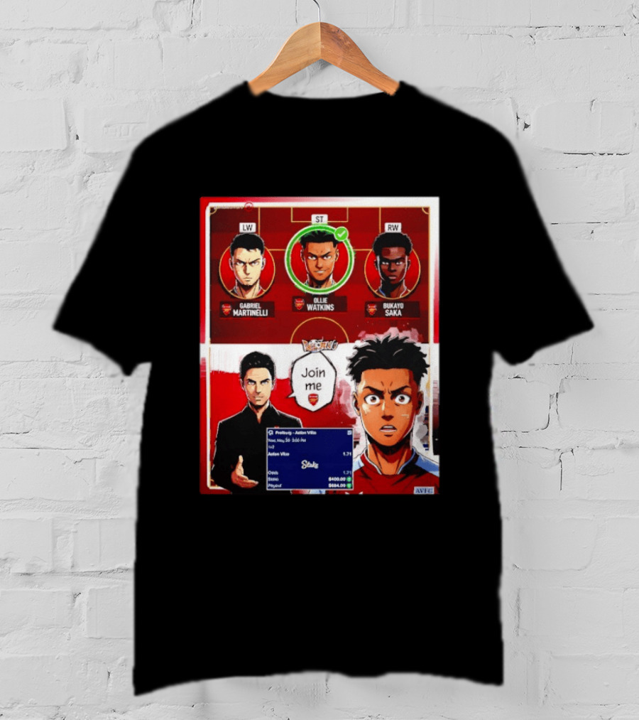 Gabriel Martinelli Ollie Watkins Bukayo Saka Join Me Arsenal Team Anime T-Shirt