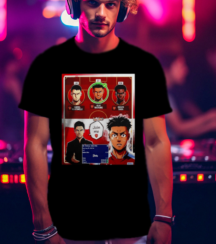 Gabriel Martinelli Ollie Watkins Bukayo Saka Join Me Arsenal Team Anime T-Shirt