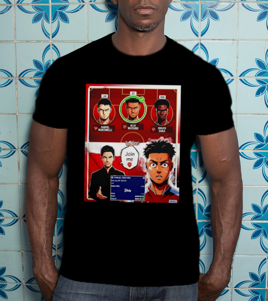 Gabriel Martinelli Ollie Watkins Bukayo Saka Join Me Arsenal Team Anime T-Shirt