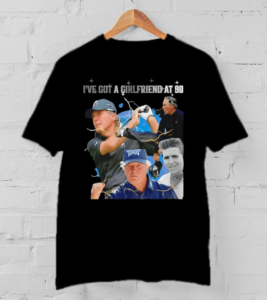 Gary Player I've Got A Girlfriend At 90 Golf Legend Photomontage T-Shirt