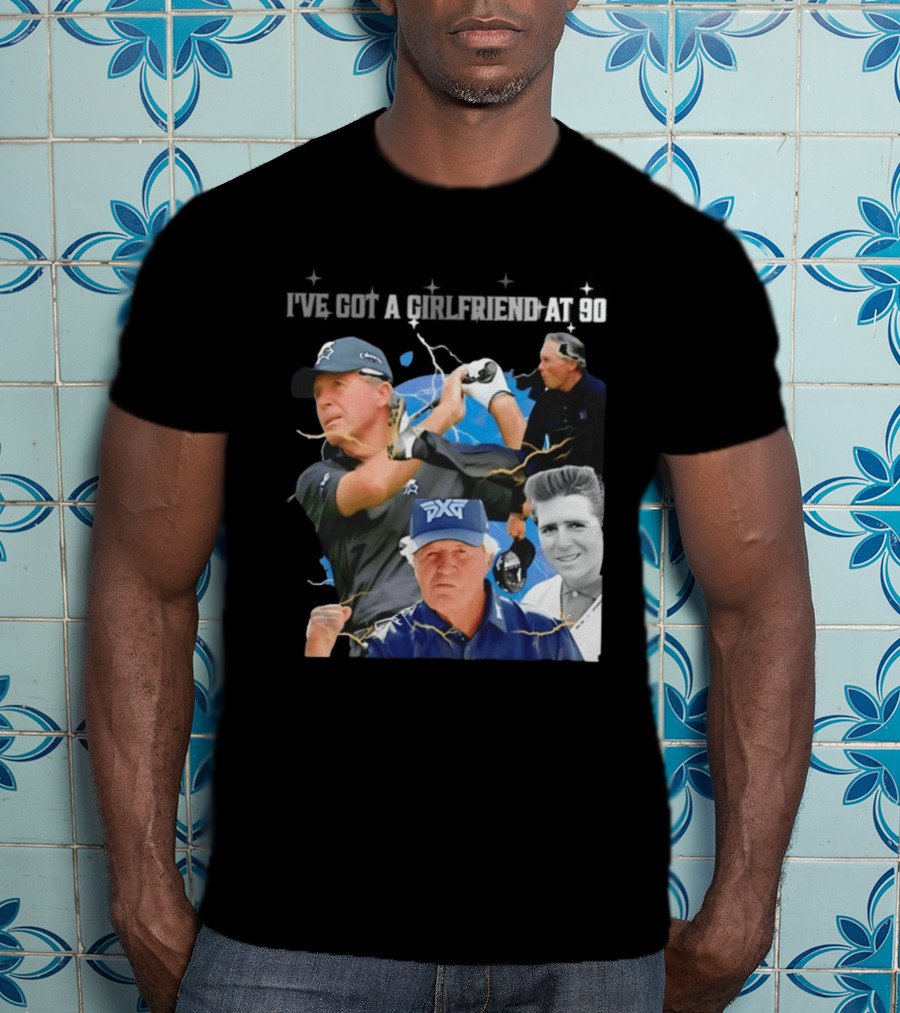 Gary Player I've Got A Girlfriend At 90 Golf Legend Photomontage T-Shirt