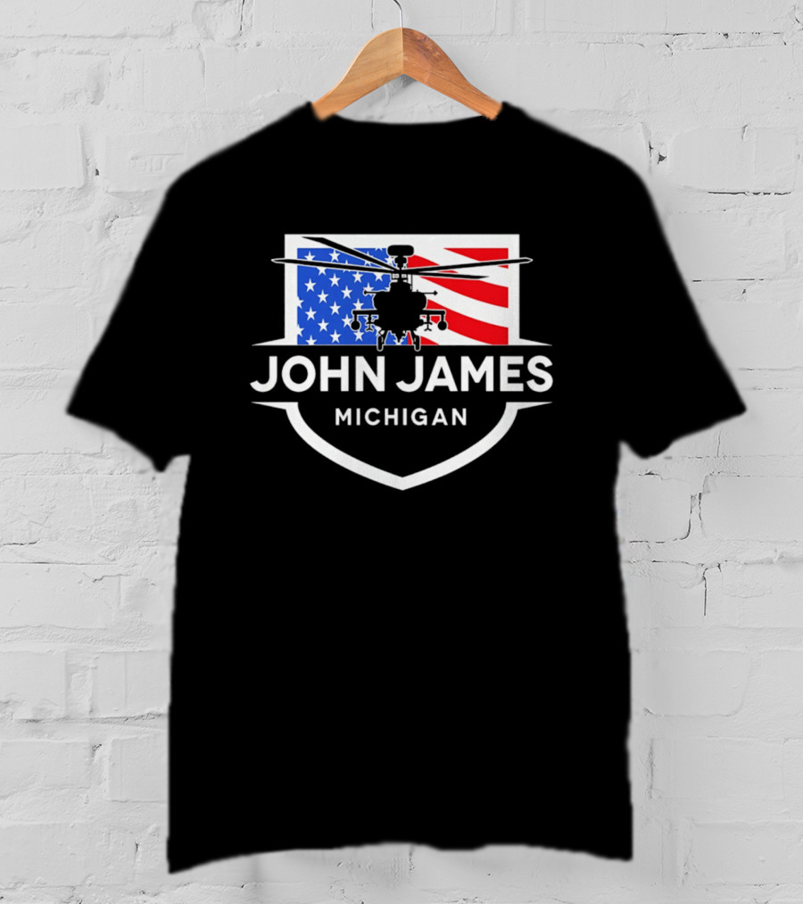 John James Michigan American Flag Helicopter T-Shirt