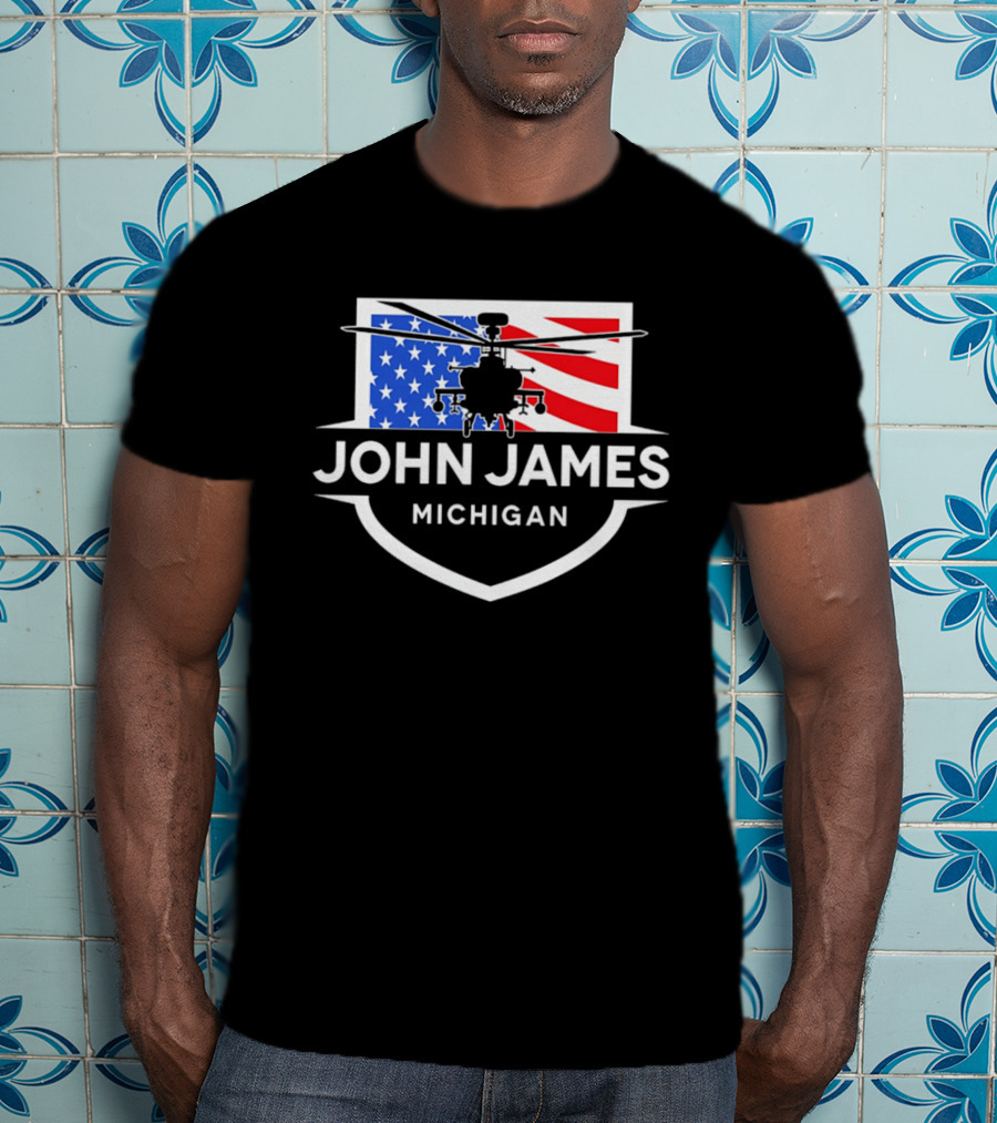 John James Michigan American Flag Helicopter T-Shirt