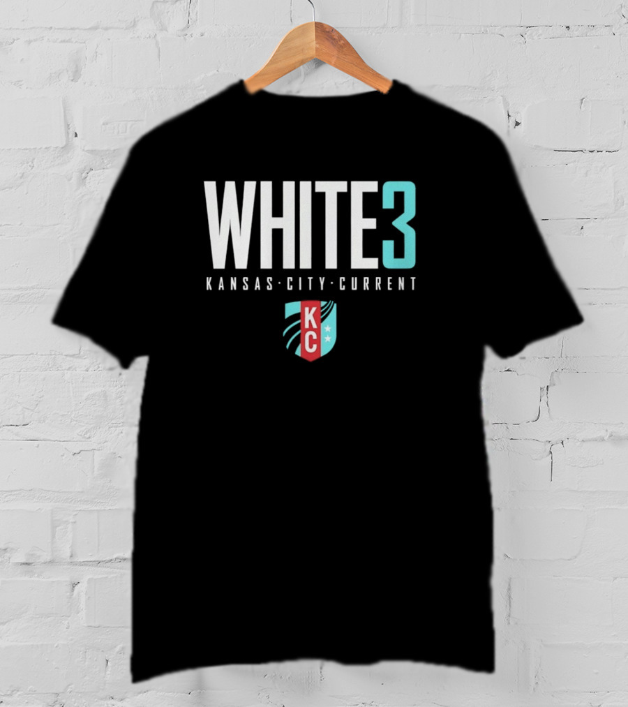 Kansas City Current White 3 KC Logo Stars T-Shirt