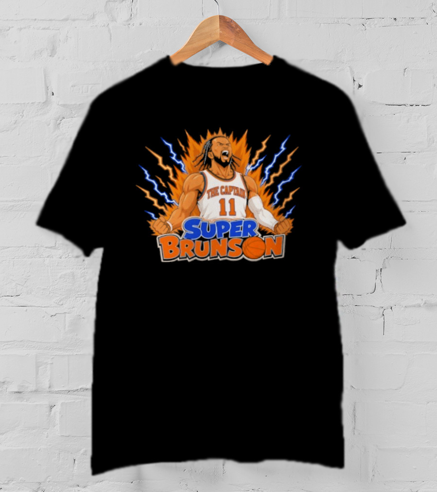 Super Brunson The Captain Jalen Brunson Dragon Ball Crossover Powered Up T-Shirt