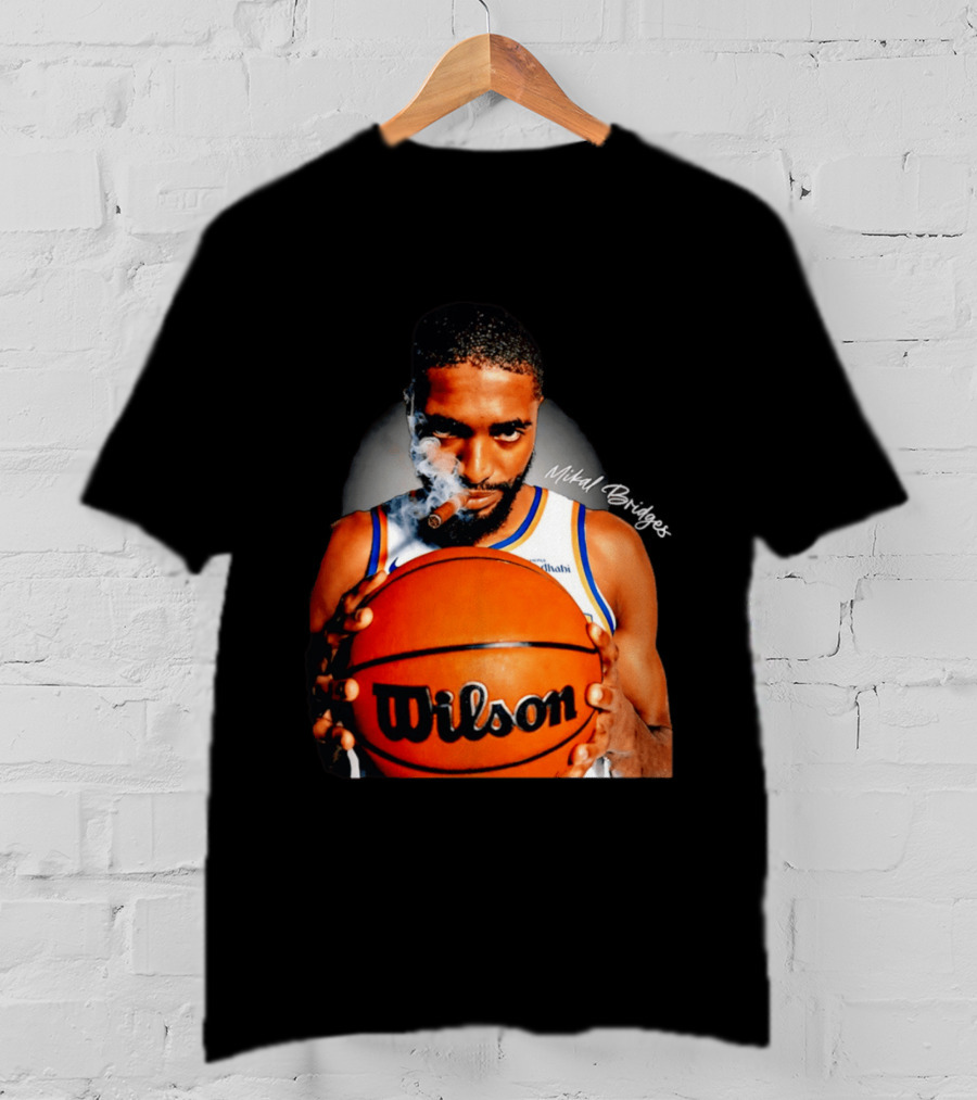 Mikal Bridges Smoking Cigar New York Knicks Wilson Basketball T-Shirt
