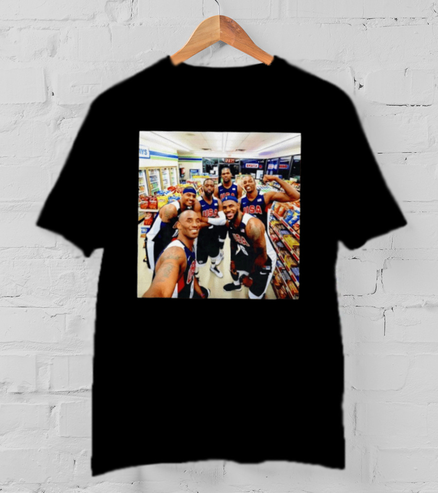 USA Legend Basketball Kobe Bryant LeBron James Dwight Howard Selfie Meme 7 Eleven USA Jersey Team Players T-Shirt