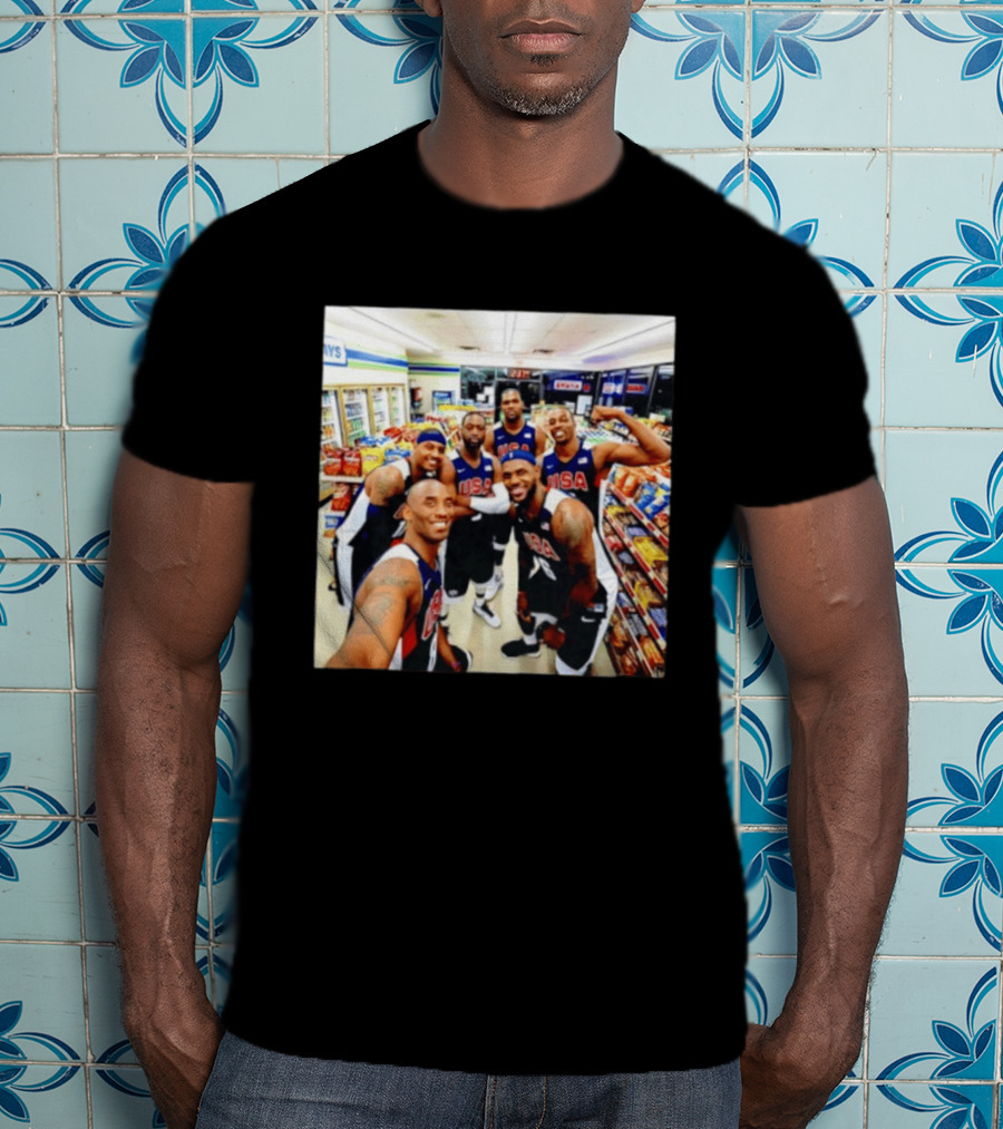 USA Legend Basketball Kobe Bryant LeBron James Dwight Howard Selfie Meme 7 Eleven USA Jersey Team Players T-Shirt
